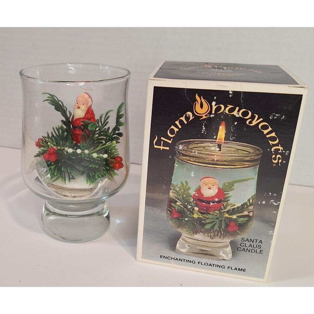 Vtg Floating Candle Xmas Santa Flam Buoyants Flame New In Box
